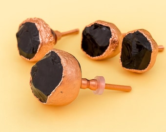 ブラックオブシディアンアゲートキャビネットノブラッチヴィンテージ引き出しキャビネットワードローブプル6個セット