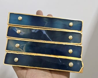 Set di 4 maniglie per mobili Barbarella in agata onice blu / maniglie per mobili glamour