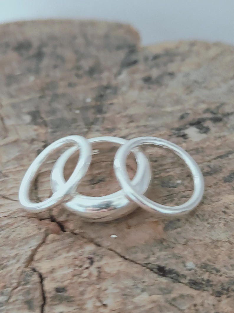 925 Sterling Silver Dome Ring, Wide Cigar Band, Chunky Stacking Ring - Etsy