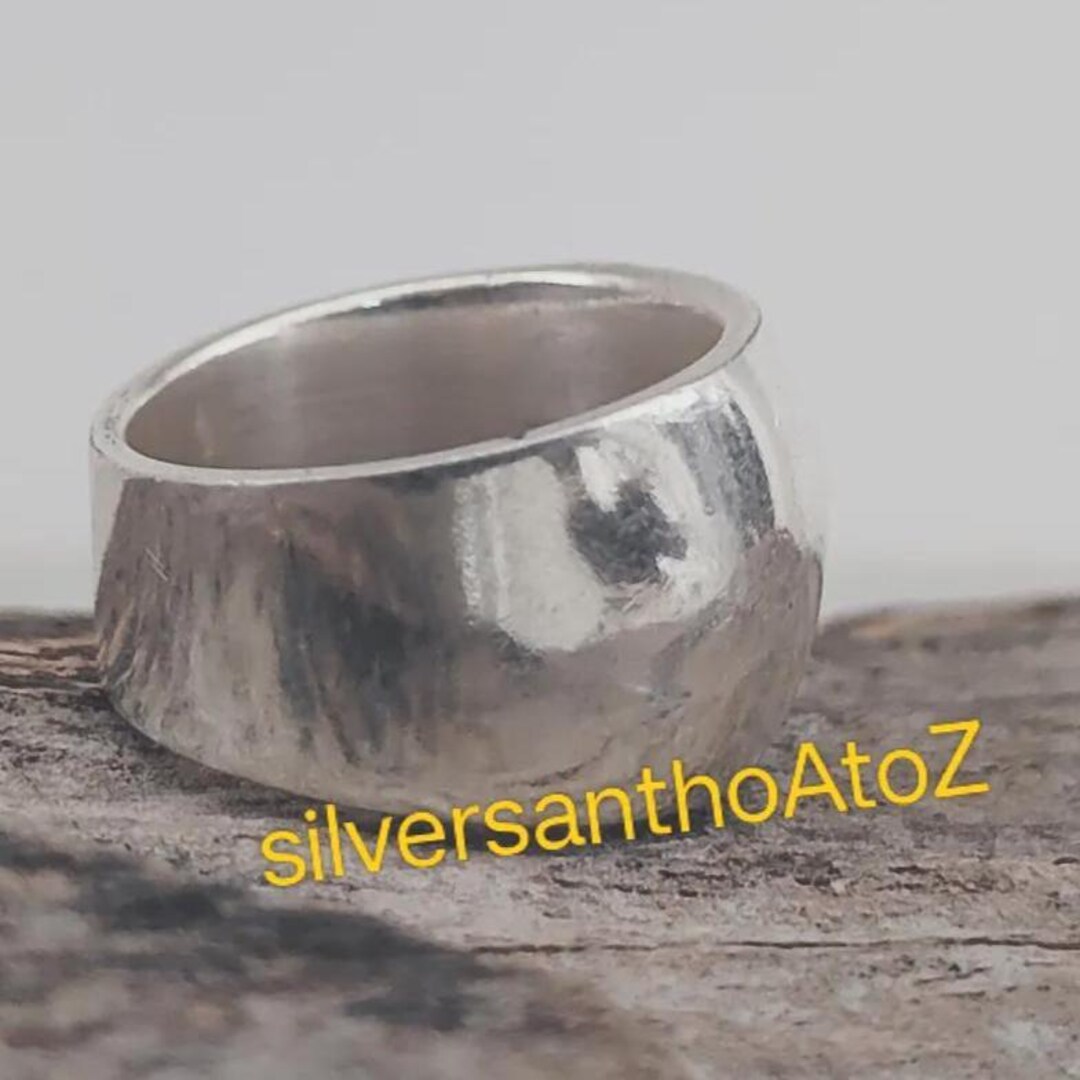 thumbnail interactive-video image 1 of Handmade 925 Sterling Silver Heavy Dome Band Ring – Solid & Sizable – 8mm Wide, Nickel-Free 1 of 3