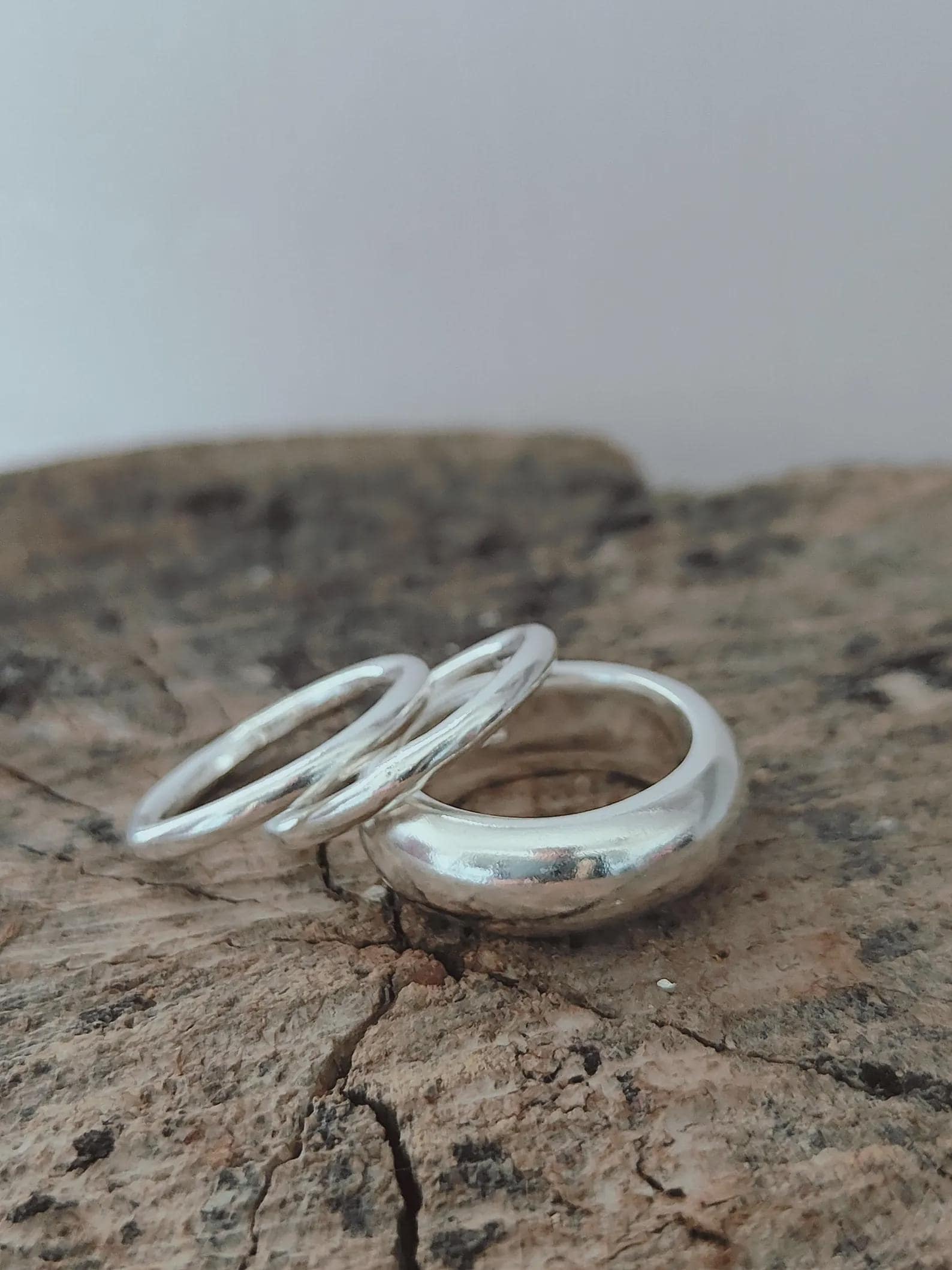925 Sterling Silver Dome Ring, Wide Cigar Band, Chunky Stacking Ring - Etsy