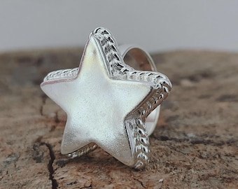Chunky Star-ring: massief sterlingzilveren celestial band ring-sieraden