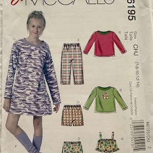 McCall&#39;s 6195 Pattern Pajama Tops, Gown, Shorts, Pants, Leg Warmers Sz 7 - 14  UNCUT