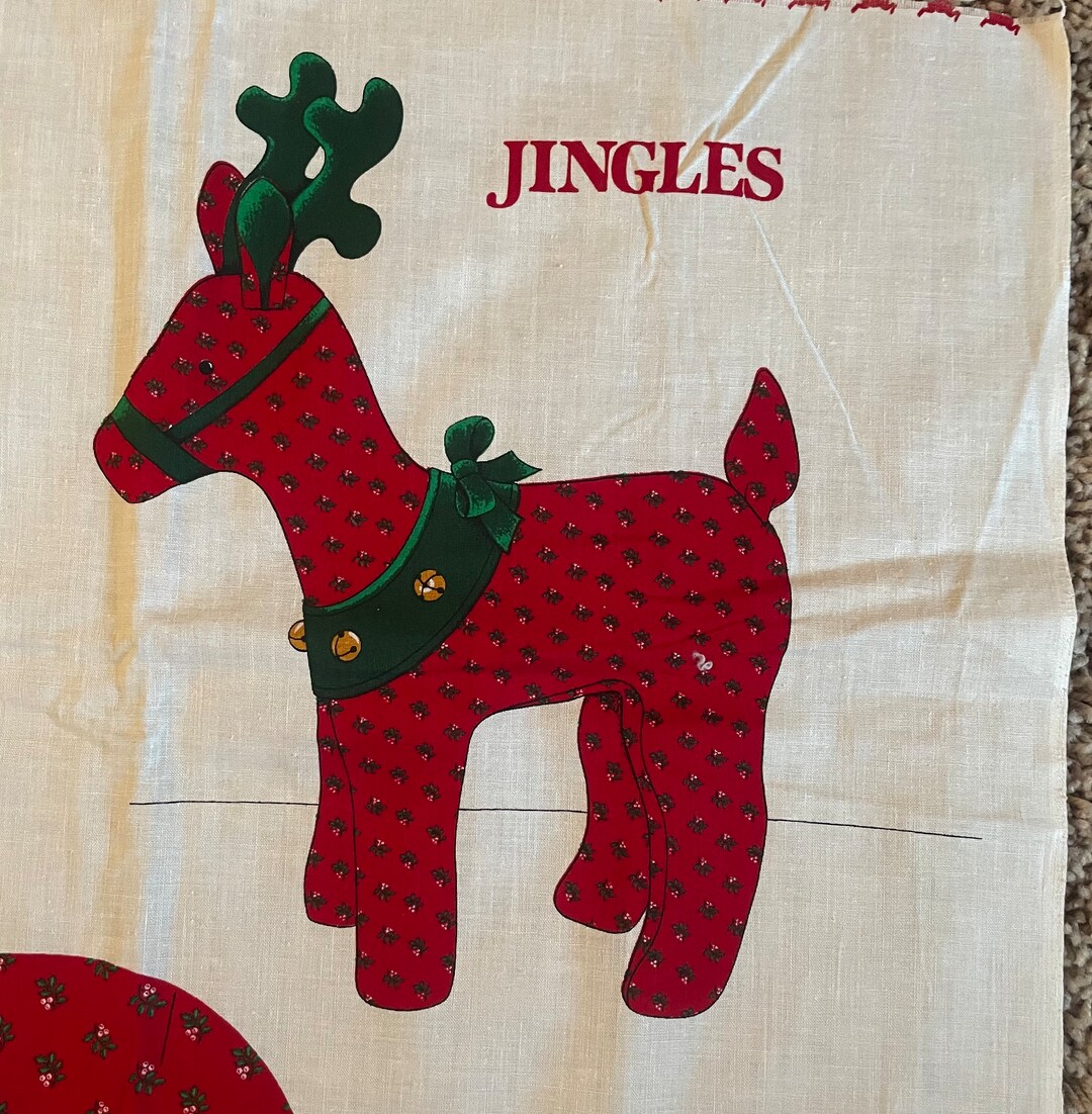 Jingles the Reindeer Fabric Panel Stuffed Christmas Toy Decoration Etsy