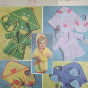 Butterick 4053 Pattern Infants&#39; Robe, Towel, Bib Frog Bunny Duck Dog  UNCUT