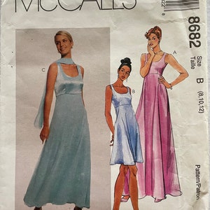 McCall's 8682 Pattern Misses' Evening Dress in 3 lengths Szs 8 10 12  UNCUT