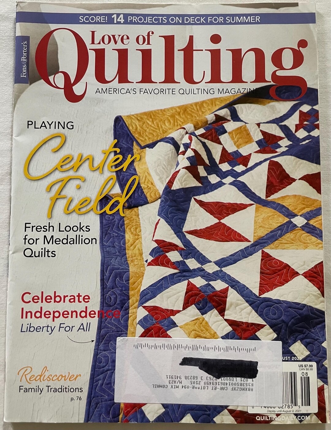Fons & Porter's Love of Quilting Magazine July/aug 2021 - Etsy