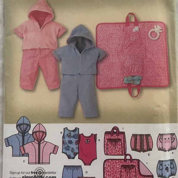 Simplicity 3766 Pattern Infants' Pants, Diaper Cover, Hoodie, Changing Pad, Body Suit   Sz XXS - L UNCUT