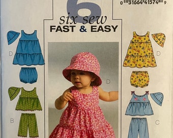 Butterick 5017 Pattern Infant Top, Dress, Panties, Shorts, Pants, Hat Sz NB, S, M, L UNCUT