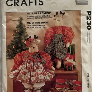 McCall&#39;s P230 Pattern 33&quot; Mr. & Mrs. Reindeer w/clothes  UNCUT