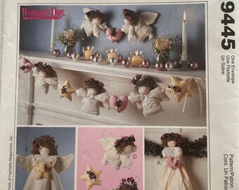 McCall&#39;s 9445 Pattern Angel Tree Topper, Wall Hanging, Ornaments, Garland  UNCUT