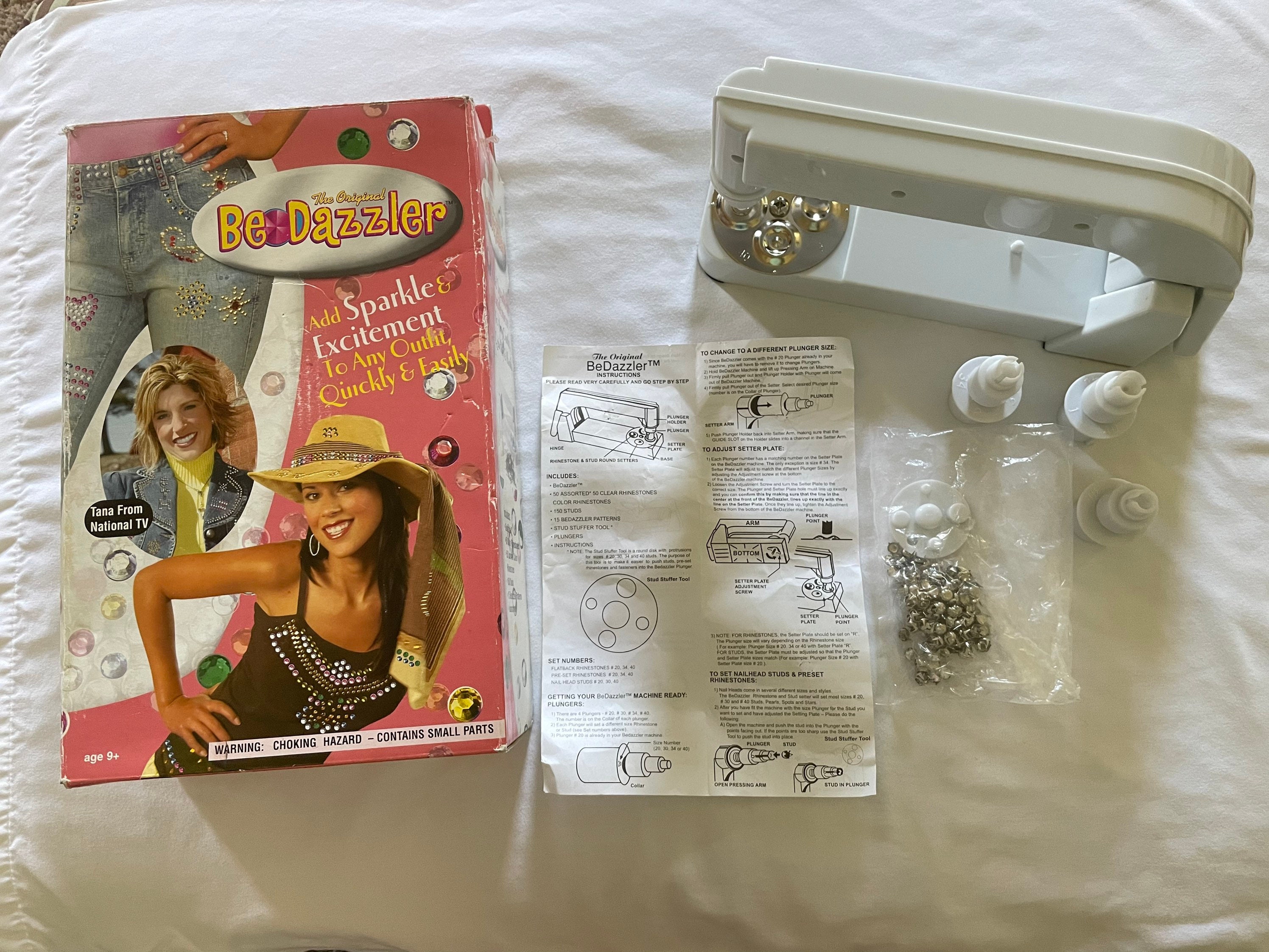 Bedazzler Rhinestone And Stud Setter Machine Patterns Instructions Vtg  Complete