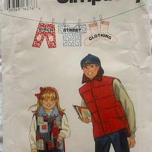 Simplicity 9316 Pattern Girls&#39; and Boys&#39; Quilted Vest Sz 12 14  UNCUT