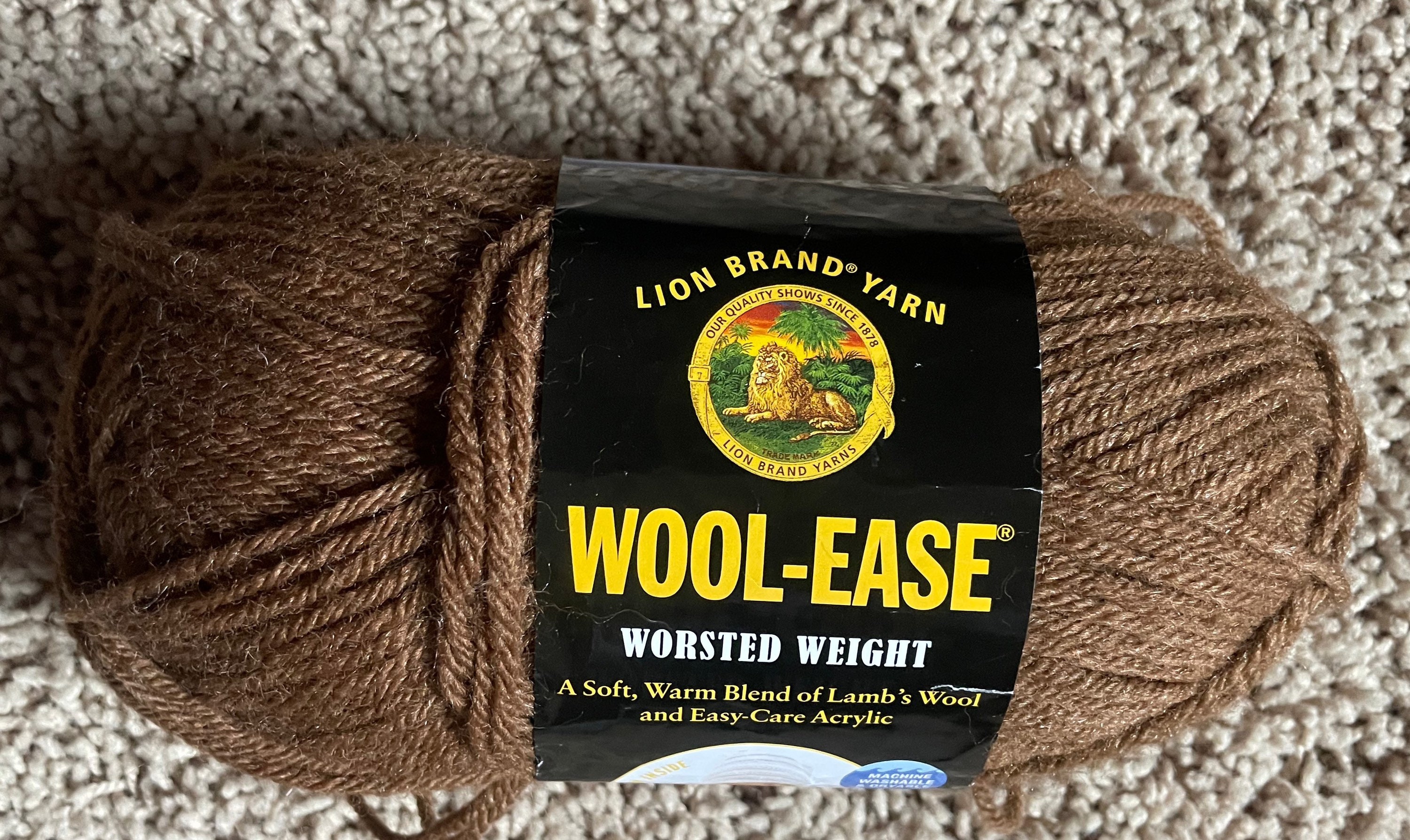 One Skein Lion Brand Wool Ease Yarn Cocoa 