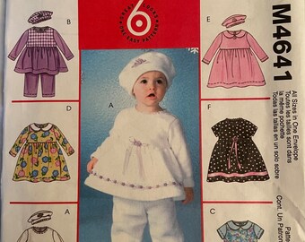 Simplicity 4641 Pattern Infant Tops, Dresses, Pants, Hats Sz S, M, L, XL UNCUT