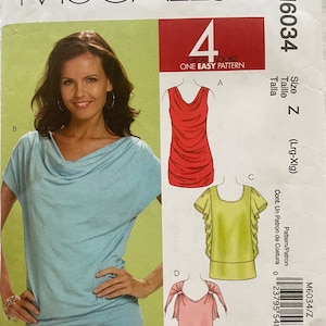 McCall&#39;s 6034 Pattern Misses&#39; Tunics Tops  Sz L, XL  UNCUT