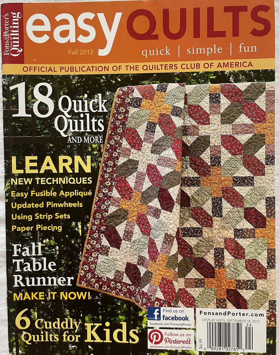 Fon's & Porters Easy Quilts Magazine Fall 2012 Etsy