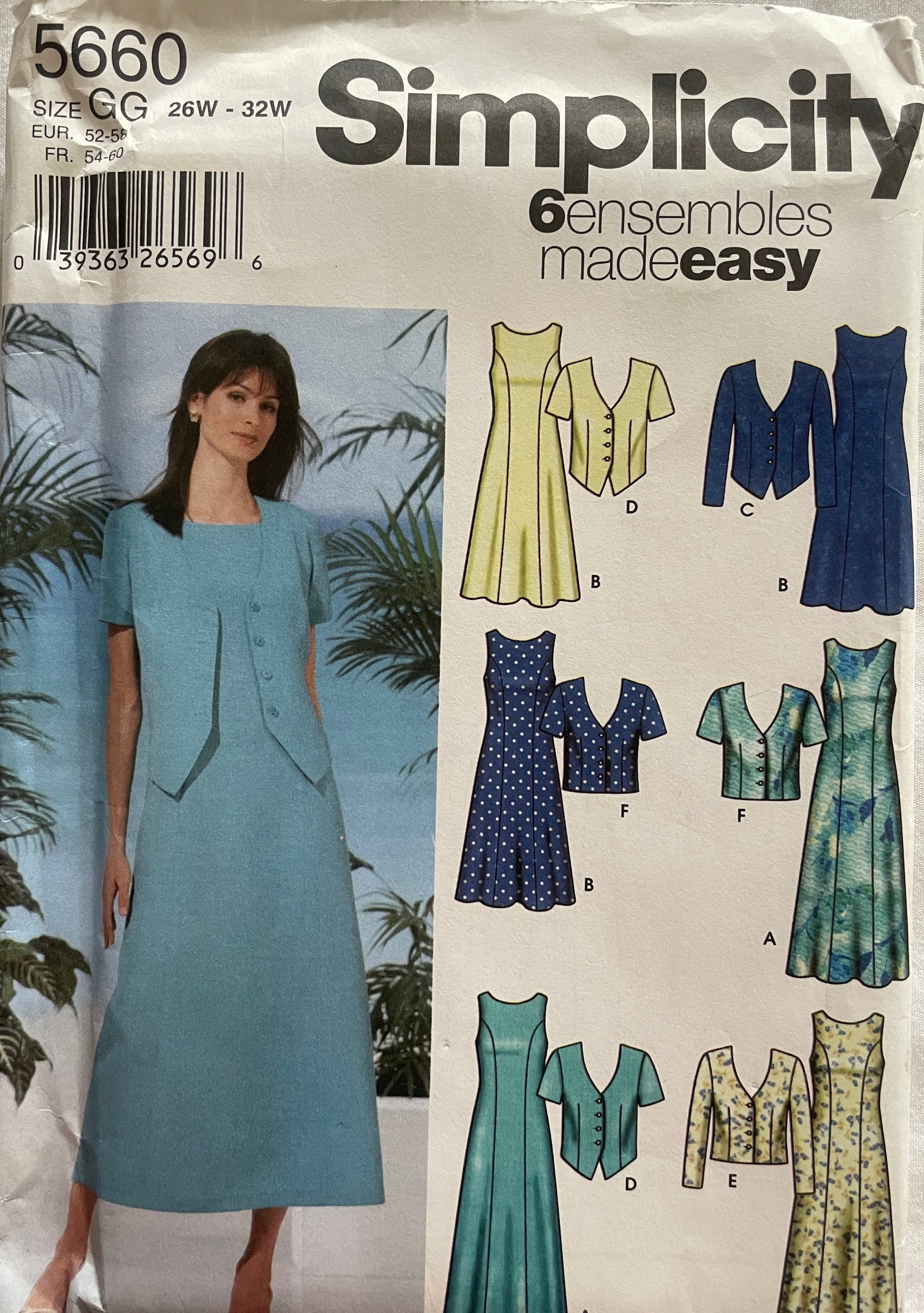 Simplicity 5660 Pattern Women's/petite Dress, Jacket Sz 26W Simplicity 5660 Pattern Women's/petite Dress, Jacket Sz 26W