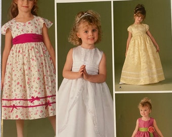 Girls Special Occasion Dress 4 Styles 2 Lengths with Trim Variations Sizes 5 6 7 8 Simplicity Pattern 4647 UNCUT