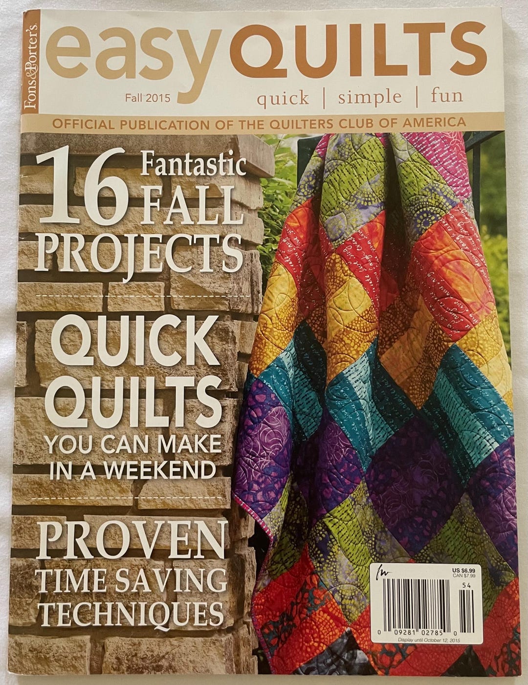 Fons & Porter's Easy Quilts Magazine Fall 2015 Etsy