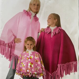 Simplicity 3981 Pattern Misses', Girls', Child's No-Sew Poncho   UNCUT