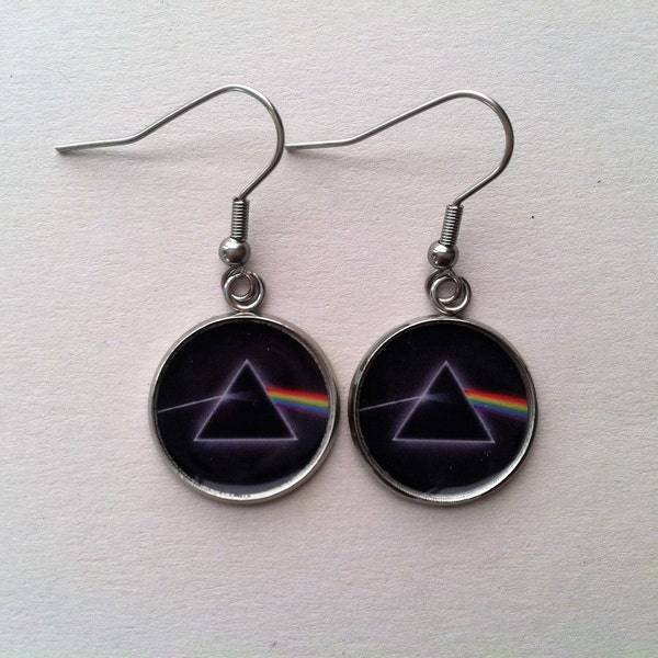Pink Floyd Prism Stainless Steel and Resin Earrings