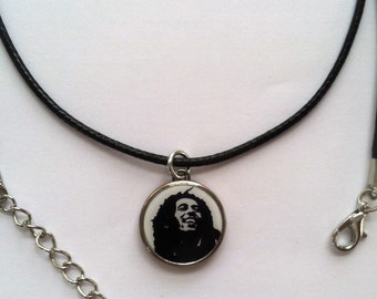 Bob Marley Dime Pendant on Chain or Cord Charm Necklace 2-sided