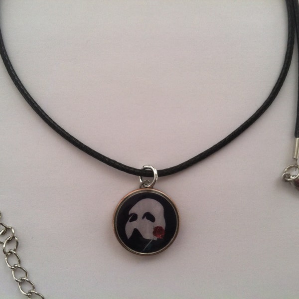 Phantom of the Opera Dime Pendant on Chain or Cord Charm Necklace 2-sided