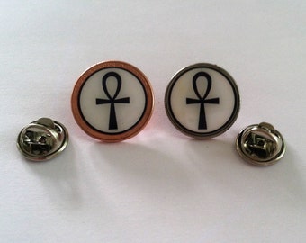 Egyptian Ankh in Black Nickel All Metal Pin Badge with Secure Locking Back 