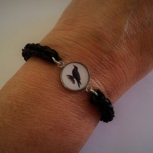 Raven Stretch Rubber Band Bracelet Crow Blackbird in Sizes 6-8 inches