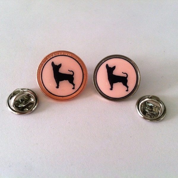 Chihuahua Silhouette Lucky "Pinny" Penny Pin OR Dime Pin