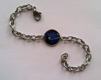 Vincent Van Gogh Starry Night Stainless Steel Chain Bracelet One Size Fits Most Adjustable