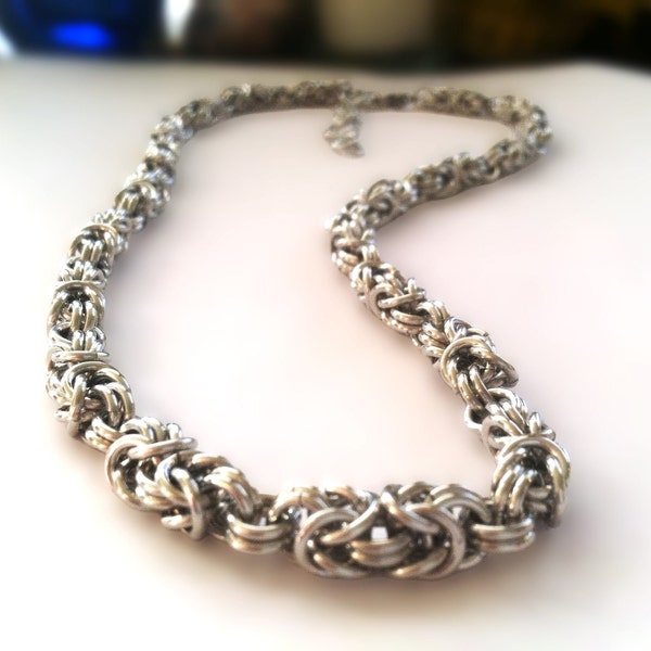 Byzantine Adjustable Neck Chain Chainmail Aluminum Rings Handmade Chain Necklace