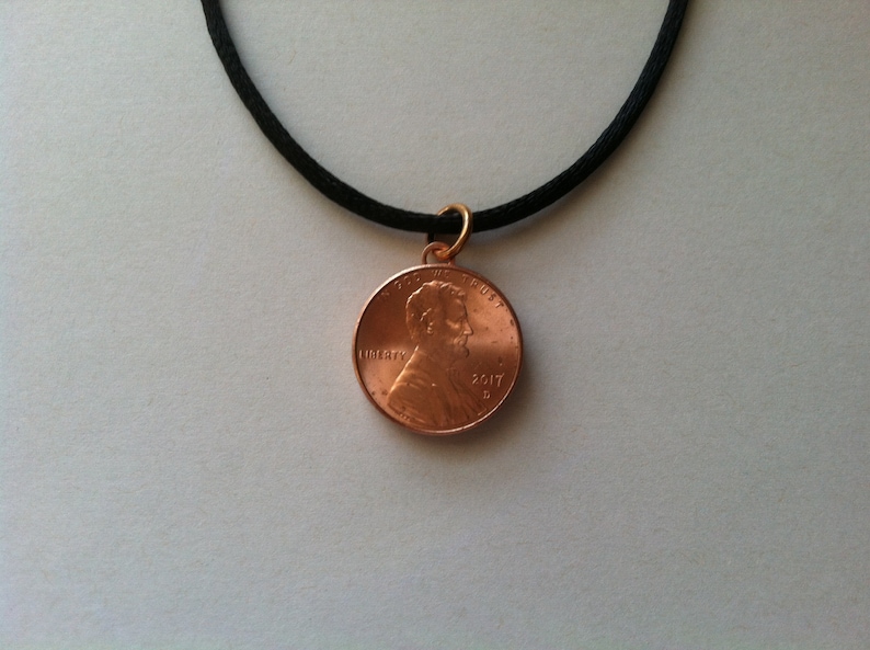 Lucky Penny Pendant Chicago Bears Charm on chain OR Satin Cord Necklace Football