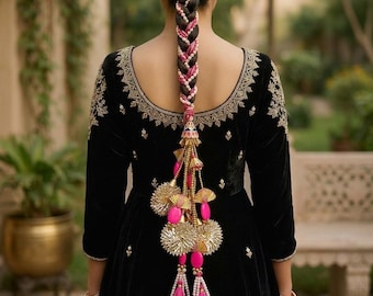 Hot pink pearl paranda for bride to be hair accessory for bridesmaid hairaccessory for haldi mehndi for bride sister gift for her wedding