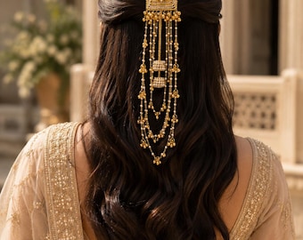 Luxury Pearl  Gold Bridal Hair Accessory for Women Ethnic Wedding Hair Jewelry for haldi mehndi accessory for bridesmaid return gift for her