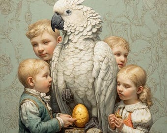 Bunter Papagei - Wandkunst Tropischer Vogel Digitaler Download | Exotisches Dschungel Dekor zum Selberdrucken