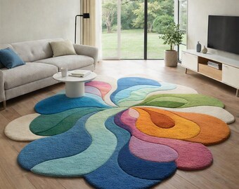Hand-Tufted Wavy Rug | Mid Century Modern, Custom Area Decor