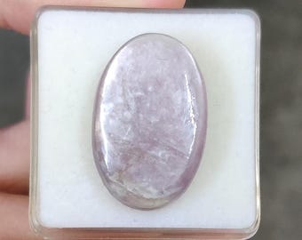 Natürlicher Lepidolith Glimmer Oval Cabochon – 27x17.6x6.3 mm | Glatte Flachboden Edelstein für die Schmuckherstellung