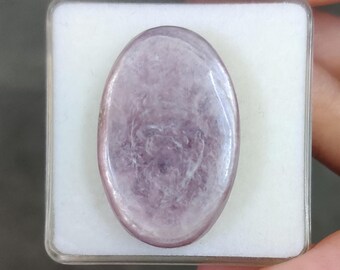 Natürlicher Lepidolith Glimmer Oval Cabochon – 29x18.7x5.8 mm | Glatte Flachboden Edelstein für die Schmuckherstellung