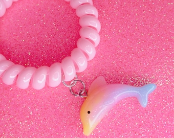 Pink Dolphin Charm Bracelet, Pastel Dolphin Bracelet, Kawaii Bracelet, Dolphin Bracelet, Colorful Charm Bracelet, Fun, Charm Bracelet