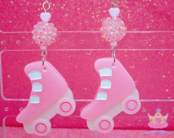 Kawaii Jumbo Roller skate Earrings,Skate Earrings,Pink Roller Skate Drop Earrings, Kawaii, Y2K, Pink Skates, Cute Skate Dangle Earrings