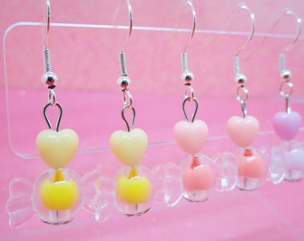 Tiny Pastel Kawaii Dangle Earrings, Pastel Dangle Earrings, Pastel Earrings, Girls Drop Earrings, Fairy Kei, Dainty Earrings, Candy Earrings