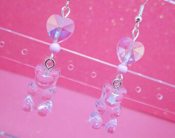 Pink Gummy Bear Earrings, Kawaii Candy Earrings, Kawaii, Gummy Earrings, Gummy Bear Jewelry, Candy Dangle Earrings, Candy Earrings