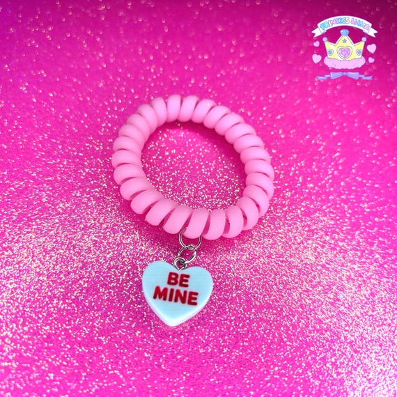 Pastel Blue Conversation Heart Charm Bracelet: BE MINE