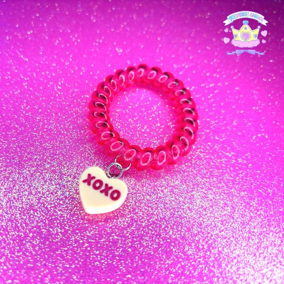 Pastel Orange Conversation Heart Charm Bracelet: XOXO