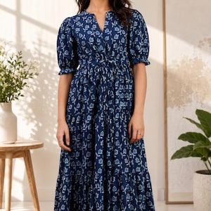 midi navy blue dresses casual Yininf Women's Navy Blue Casual Dress Pleated Loose Flowy Midi High Waist with Hidden Pocket Belted Dresses,blue, Size: Small