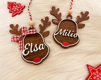 Personalized Reindeer Ornament | Kids Name Ornament | Rudolph Christmas Ornament | Child’s Name Ornament | Baby’s First Christmas Keepsake