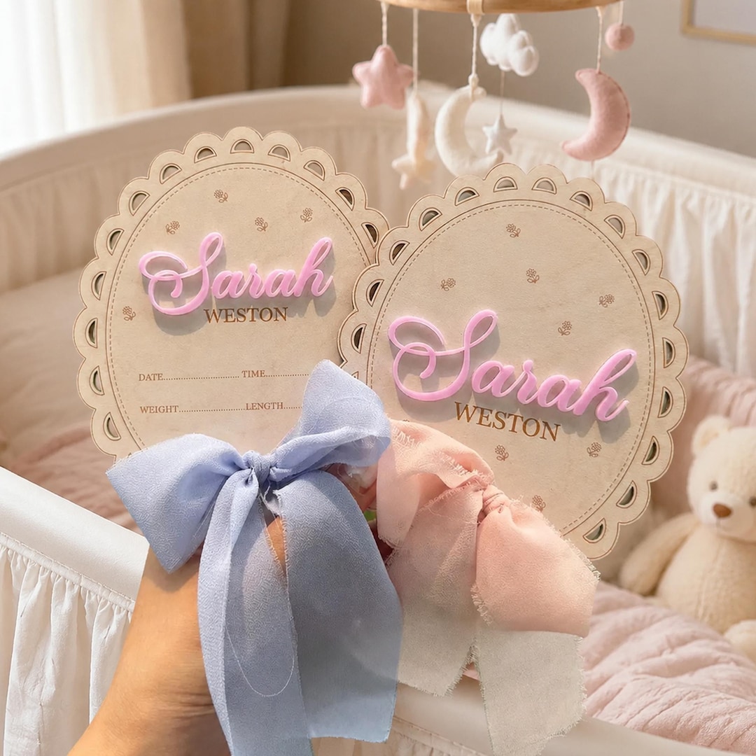 Personalized Baby Girl Birth Announcement Plaque | Personalized Newborn ...