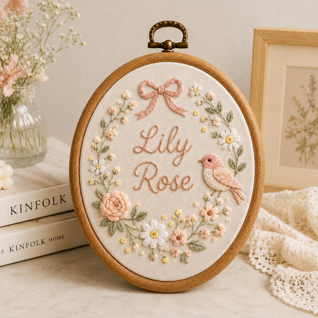 Personalized Bird Embroidery Hoop Sign, Custom Baby Girl Nursery Decor ...